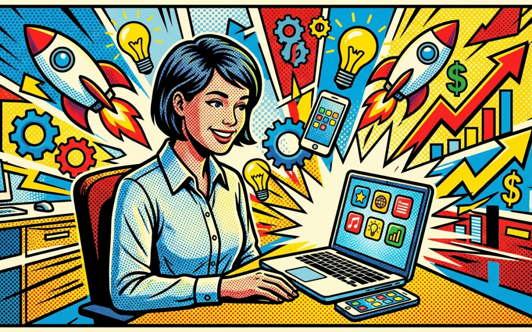 Pop-Art-Illustration zum Thema sinnvolle Digitalisierung und digitale Produktivität