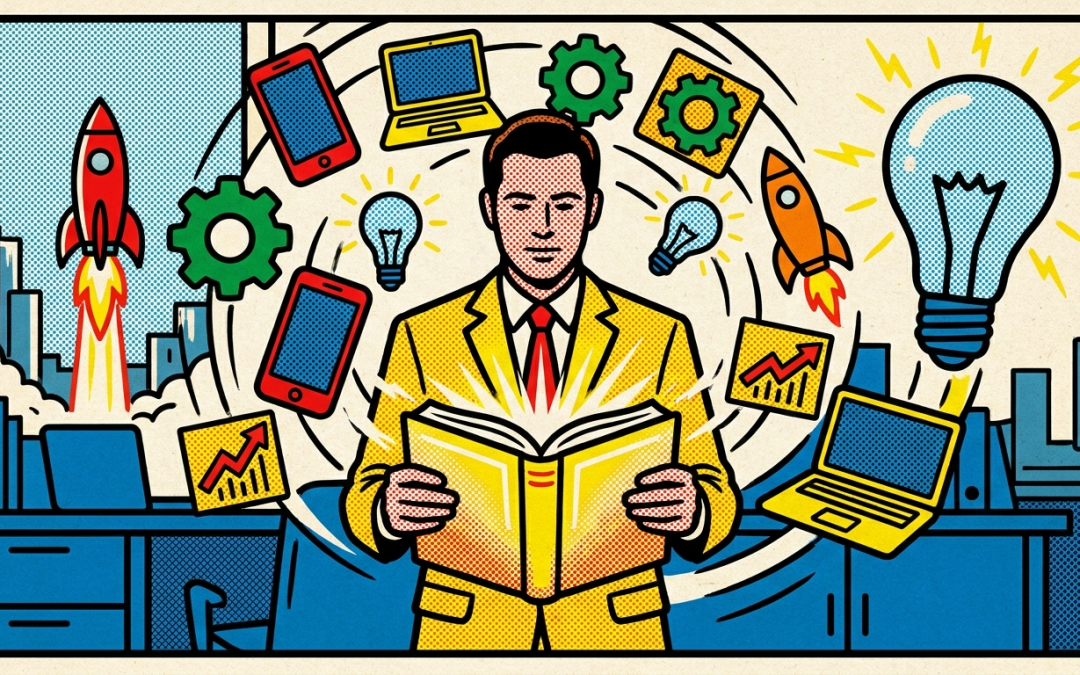 Pop-art illustration about the book Using Digital Tools Effectively