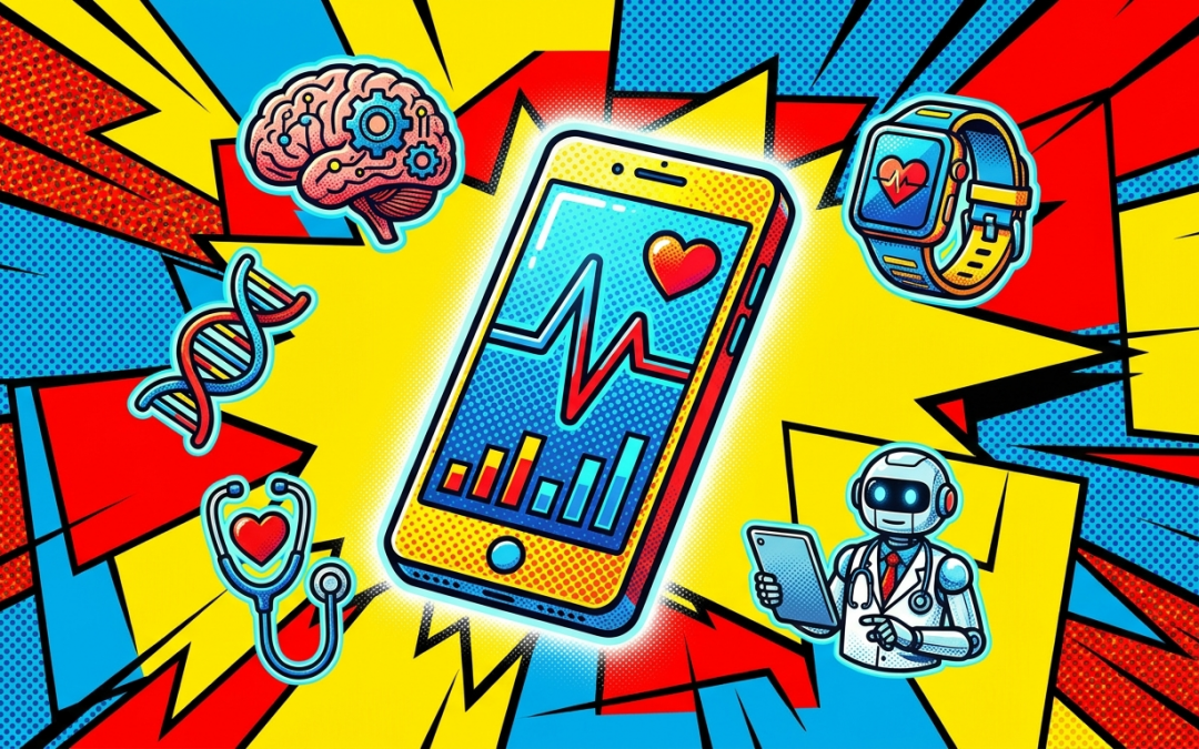 Pop-Art-Illustration zum Thema ChatGPT Health – OpenAIs spezialisierte KI für Gesundheit