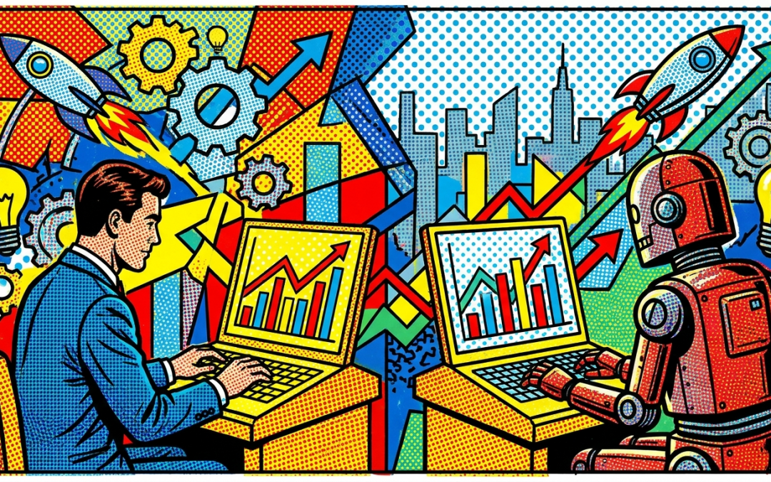 Pop-Art-Illustration zum Thema Anthropic Economic Index und KI-bedingte Jobwandel-Trends